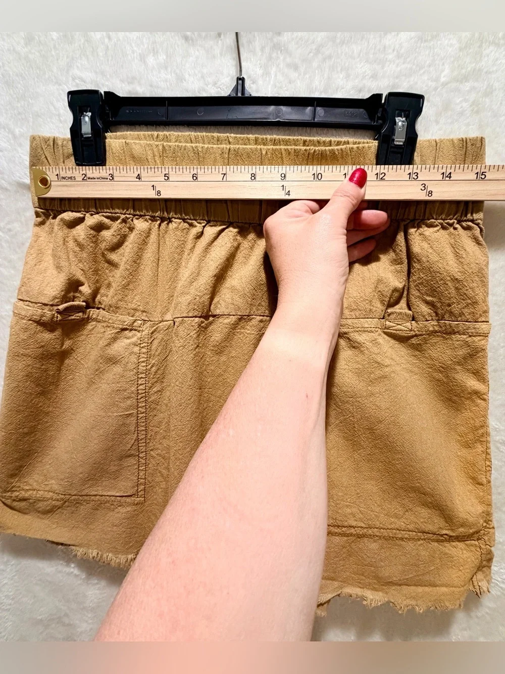 Free People mustard utility raw hem mini skirt small
